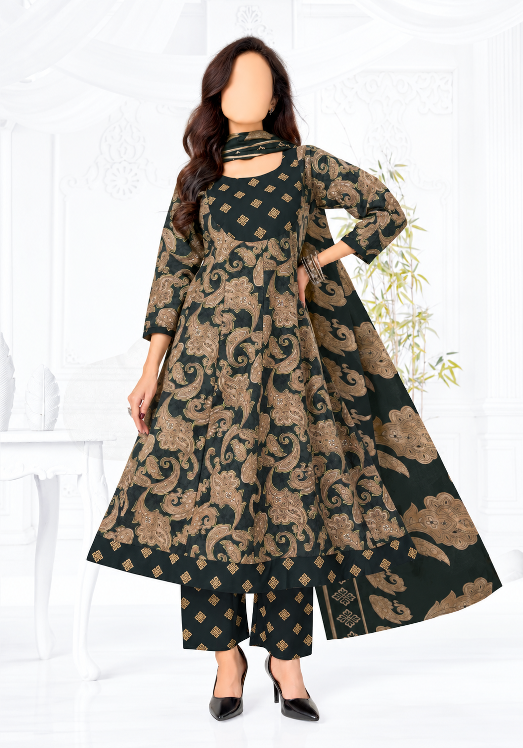 Zara Paisley Tiered Anarkali Set